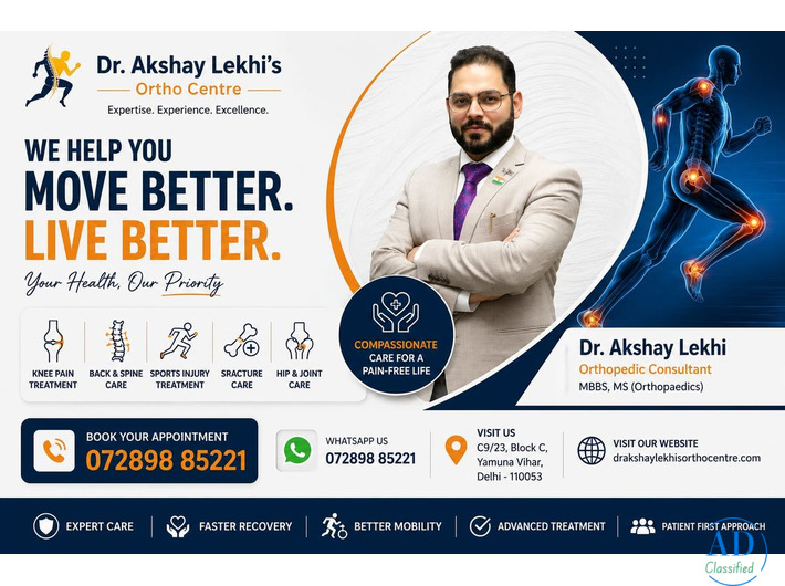 Best Joint Replacement Specialist in Yamuna Vihar – Dr. Akshay Lekhi