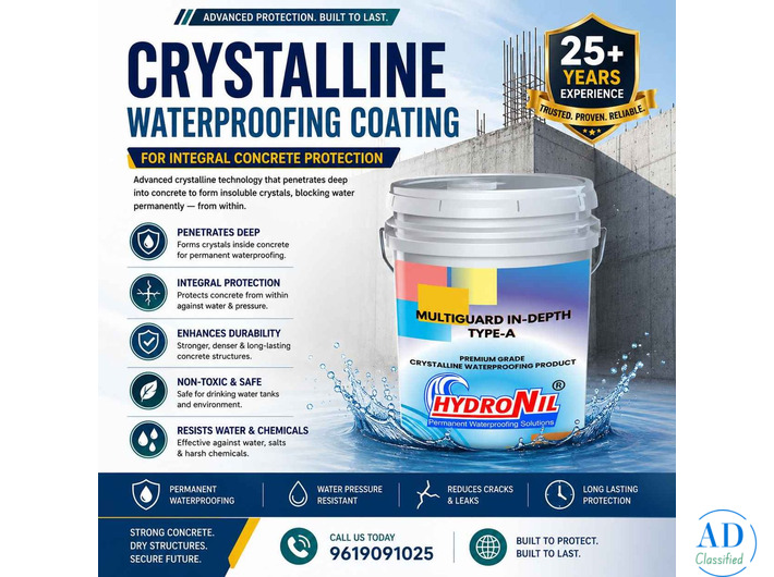 Crystalline Waterproofing Coating for Deep Concrete Penetration