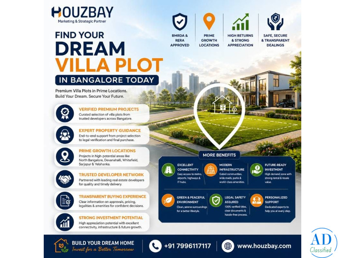 Buy Premium Villa Plots in Bangalore | Houzbay