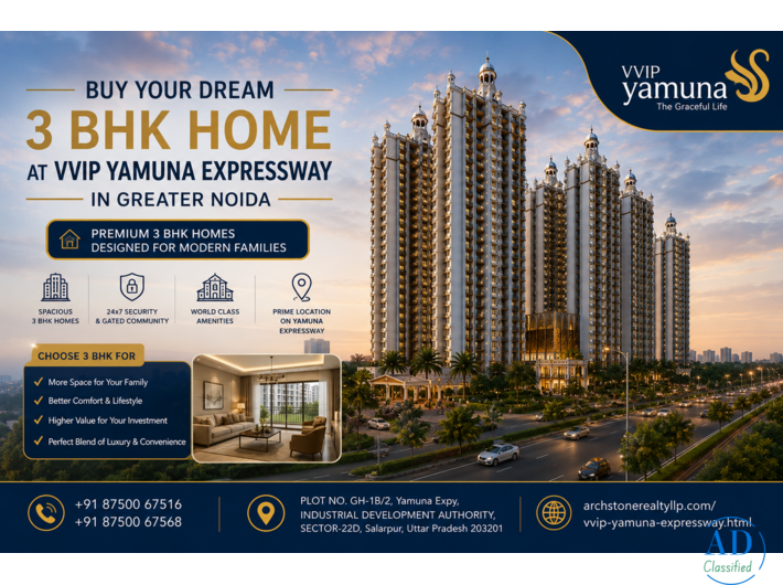 Buy Your Dream 3 BHK Home at VVIP Yamuna Expressway in Greater Noida