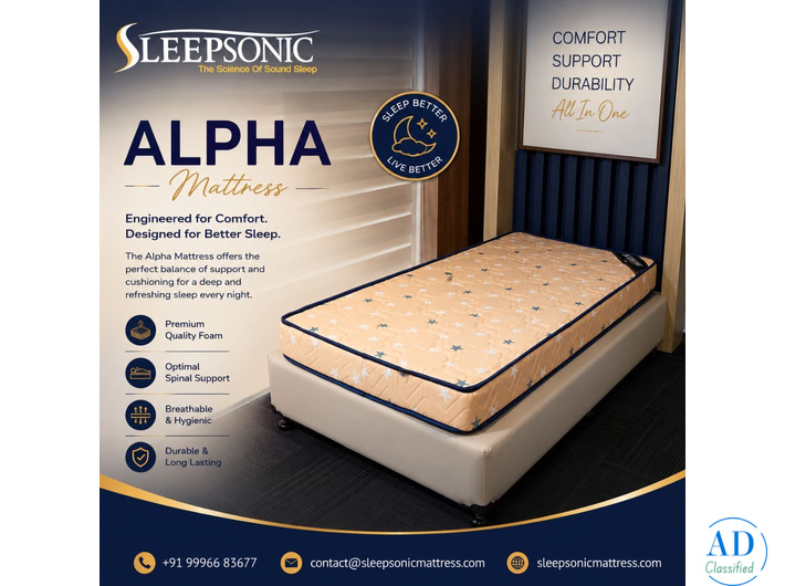 Shop Comfortable Alpha Mattress Today by Sleepsonic