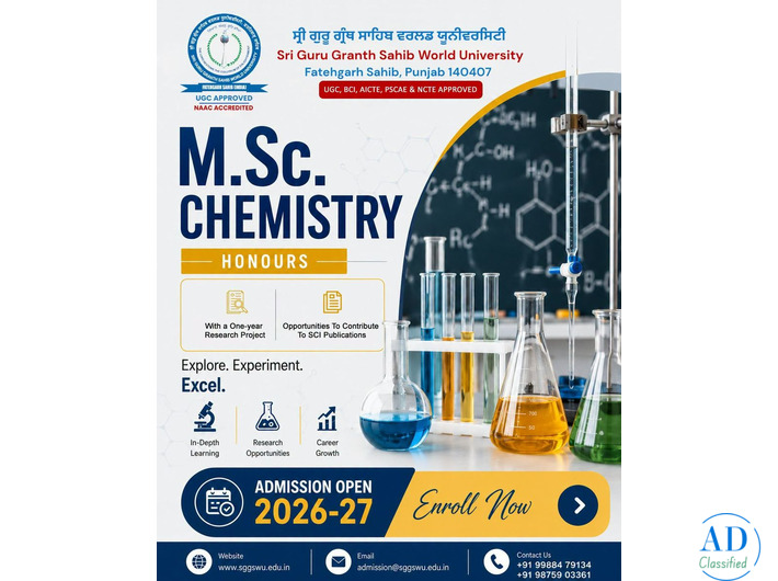 msc honours chemistry in punjab - sggswu fatehgarh sahib