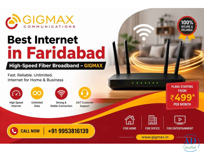 Best Internet in Faridabad | High-Speed Fiber Broadband – GIGMAX