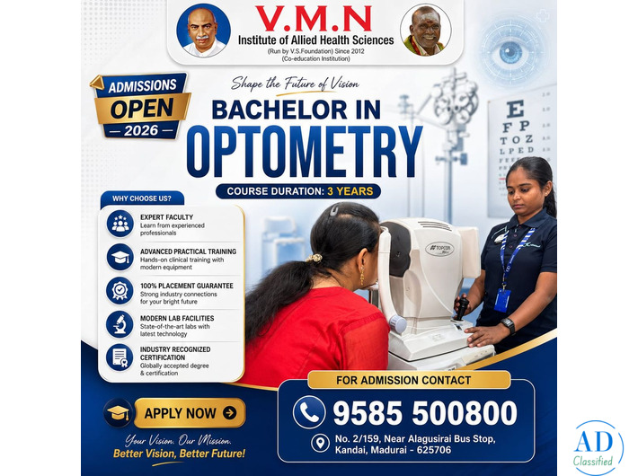 Step Into the World of Eye Care with Optometry in Tamil Nadu | VMN Institute