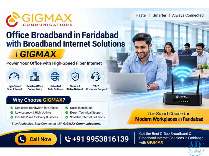 Office Broadband in Faridabad with Broadband Internet Solutions GIGMAX