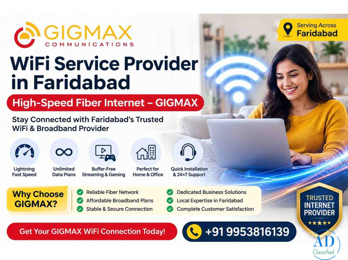 WiFi Service Provider in Faridabad | High-Speed Fiber Internet – GIGMAX