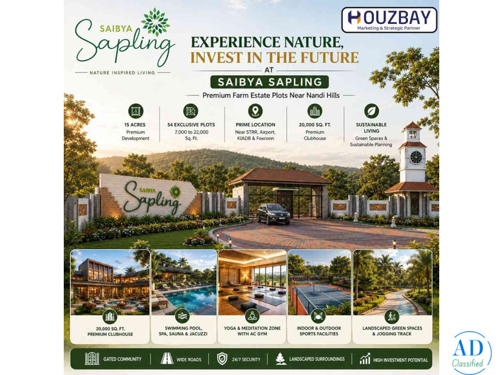 Premium Farm Estate Plots at Saibya Sapling | Near Nandi Hills