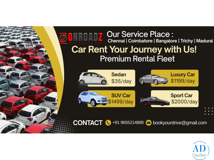 Self Drive Rental Cars Coimbatore | Car Rental Prices