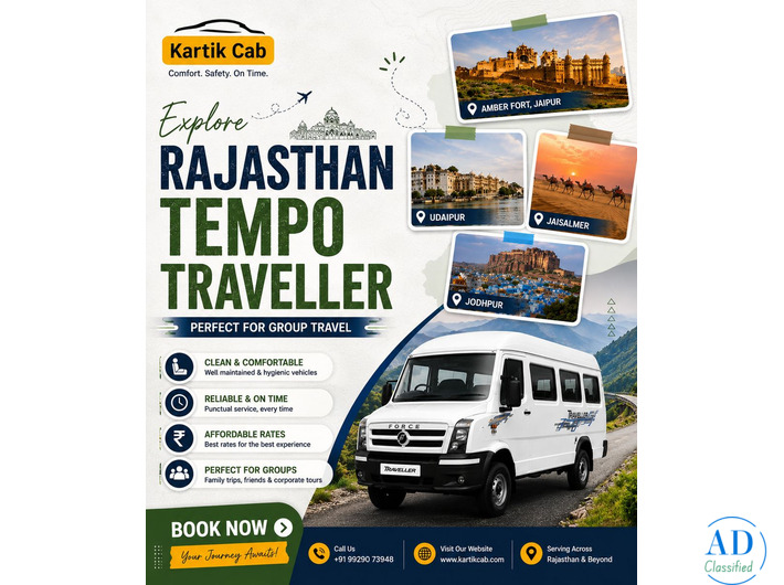 Hire Tempo Traveller in Jaipur for Comfortable Group Travel & Tours
