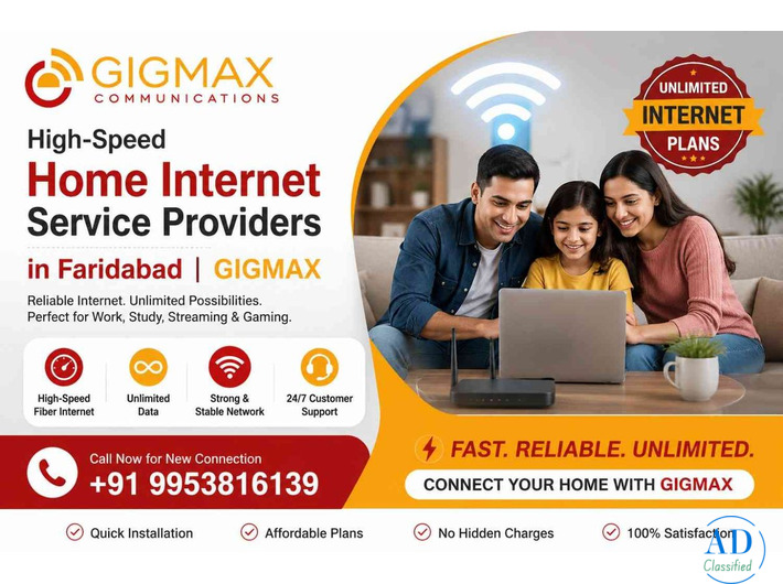High-Speed Home Internet Service Providers in Faridabad | GIGMAX