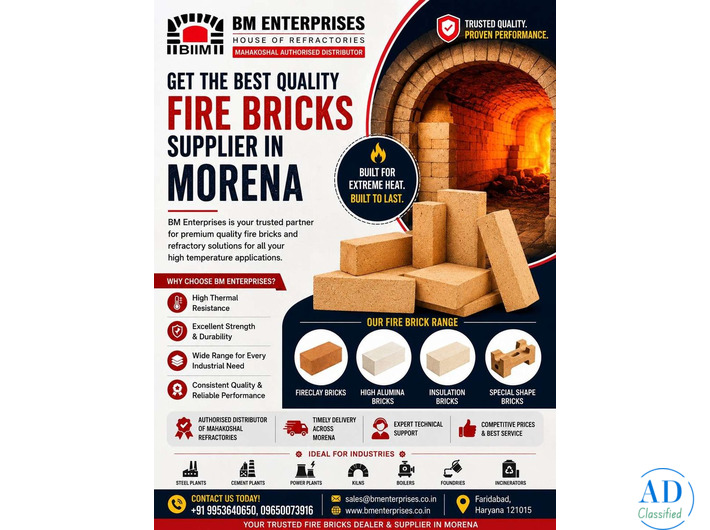 Best Quality Industrial Fire Bricks Supplier in Morena | MP