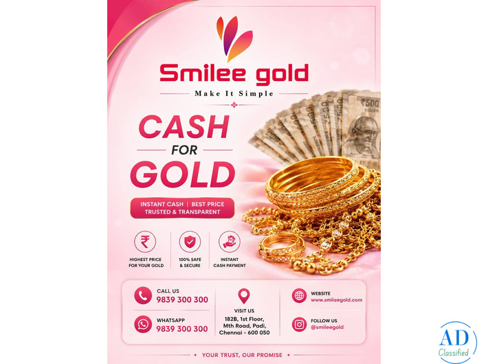 Trusted Gold Buyer in Chennai | Cash for Gold | Second Hand Gold Jewellery Buyer