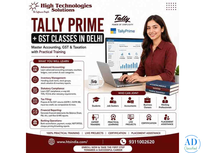 Practical Tally Prime + GST Classes in Delhi
