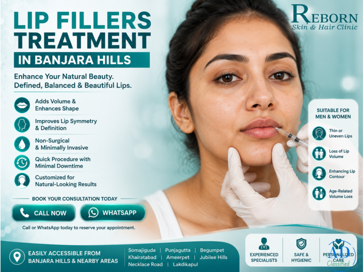 Customized Lip Filler Treatment for Men & Women in Banjara Hills