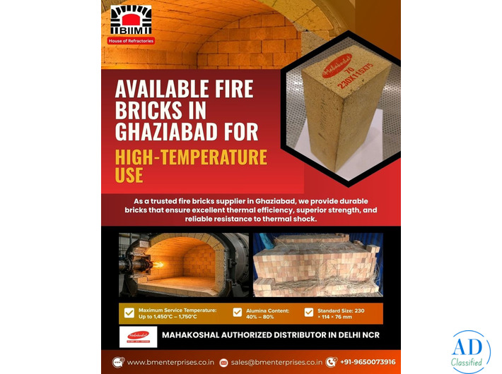 Available Fire Bricks in Ghaziabad for High-Temperature Use | Contact us