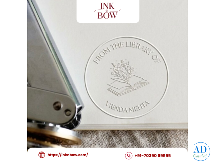 Floral Library Paper Embosser – Custom Name Stamp | Ink N Bow
