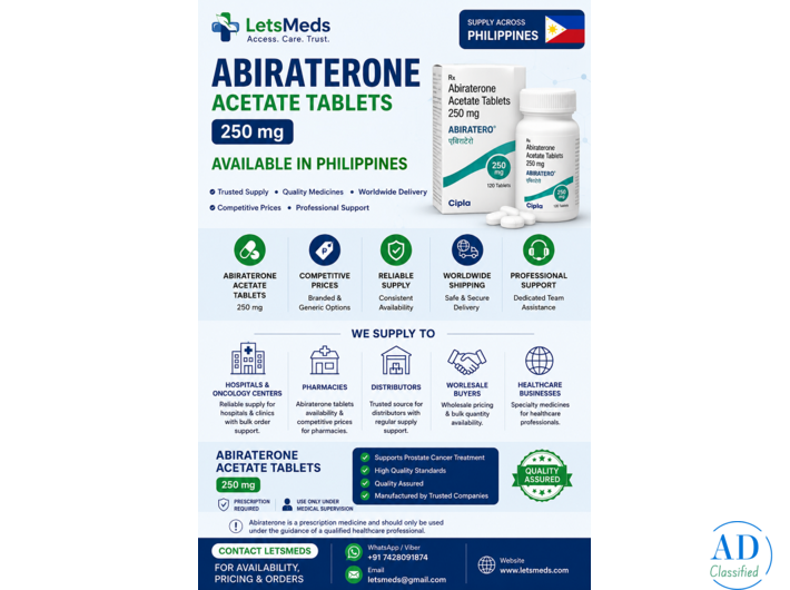 Abiraterone Acetate 250 mg Available in Philippines