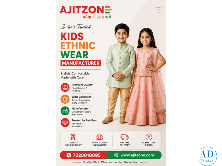 Kids Ethnic Wear Manufacturer – Premium Traditional Fashion for Every Celebration