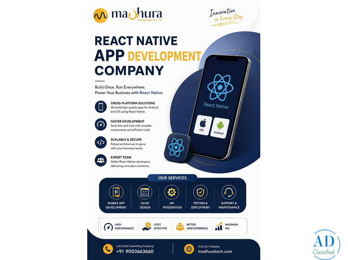 Advanced React Native App Development Company in Coimbatore – Madhura Technologies