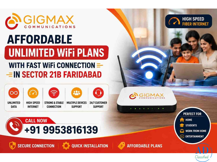 Affordable Unlimited WiFi Plans with Fast WiFi Connection in Sector 21B Faridabad