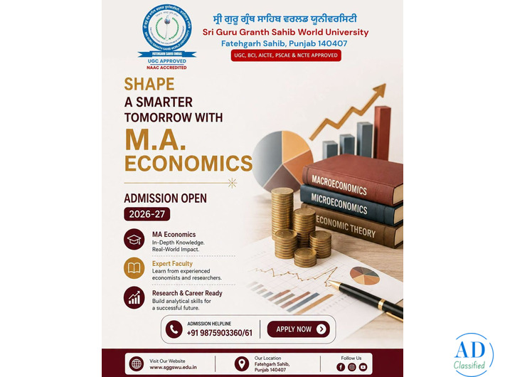 Best masters degree in economics in Punjab - SGGSWU Fatehgarh Sahib