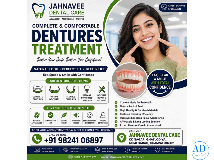 Dentures treatment in Ahmadabad | Jahnavee Dental Care
