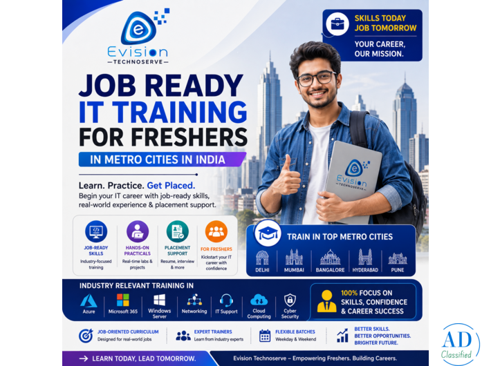 Job Ready IT Training for Freshers in Metro Cities in India – Evision Technoserve