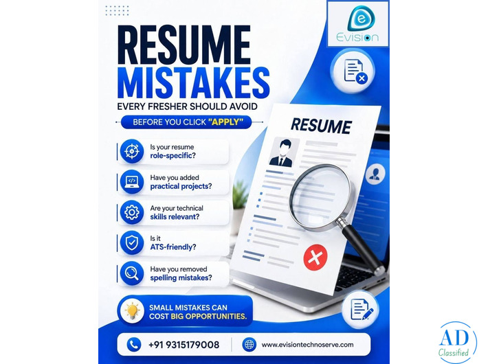 Resume Mistakes Every Fresher Should Avoid - Evision Technoserve