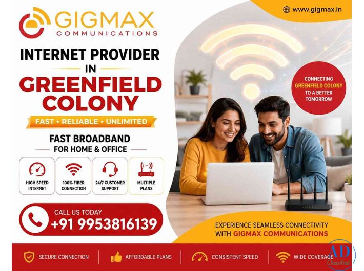 Internet Provider in Greenfield Colony | Fast Broadband – GIGMAX