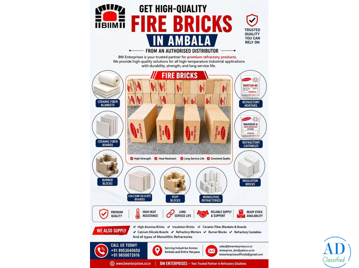 Get High-Quality Fire Bricks in Ambala from an Authorised Distributor