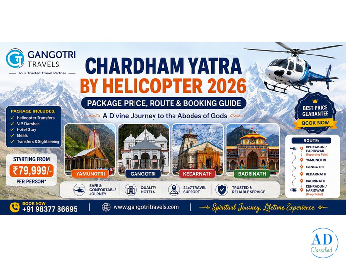 Chardham Yatra by Helicopter   with Complete Tour Package, Cost and Booking