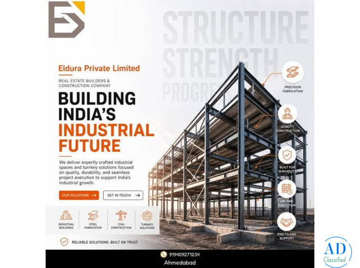 Best Industrial Construction Company in Ahmedabad, India | Eldura | PEB Shed Manufacturers