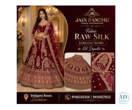 Designer Raw Silk Lehenga With Zardosi Work | Wedding Collection