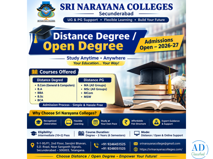 Distance/Online Degree Courses in Hyderabad