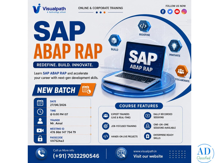 SAP ABAP RAP Online Training New  Batch Starting Aug 27th