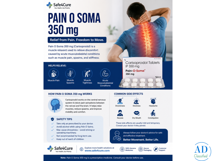 Pain O Soma 350mg (Carisoprodol) – Buy for Acute Pain Relief
