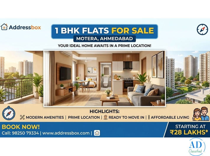 1 BHK Flats for Sale in Motera, Ahmedabad | Addressbox