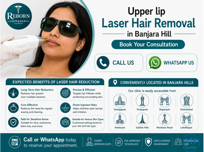 Upper Lip Laser Hair Removal Near Somajiguda