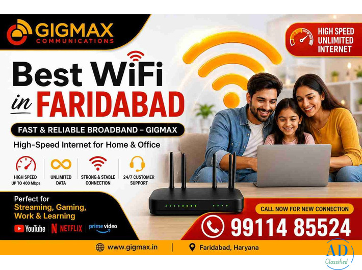 Best WiFi in Faridabad | Fast & Reliable Broadband – GIGMAX