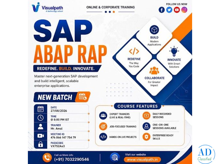 SAP ABAP RAP Online Training Join New  Batch Aug 27th