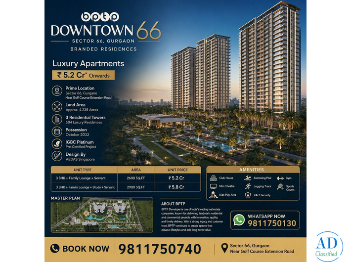 BPTP DownTown 66 Sector 66 Gurgaon – Premium Residences Near Golf Course Extension Road