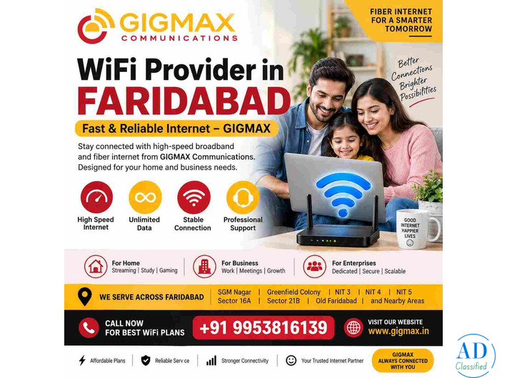 WiFi Provider in Faridabad | Fast & Reliable Internet – GIGMAX