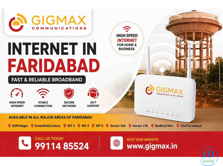 Internet in Faridabad | Fast & Reliable Broadband – GIGMAX