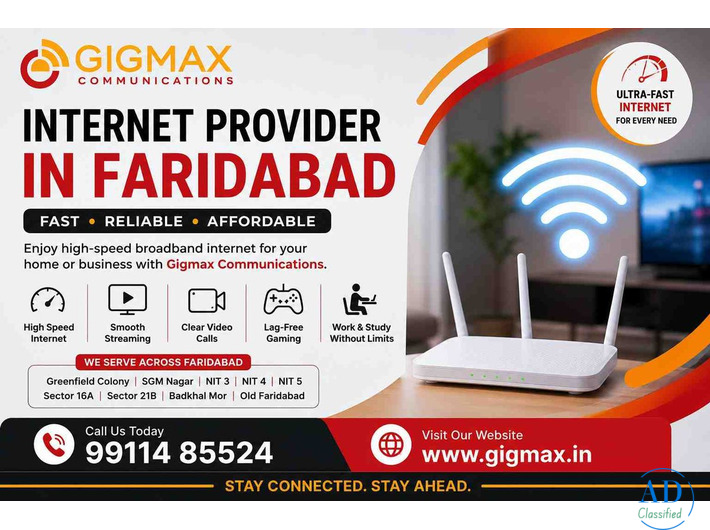 Internet Provider in Faridabad | Fast & Reliable Broadband – GIGMAX